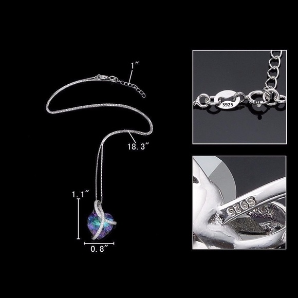 925 Sterling Silver CZ 'Courageous Heart' Necklace - Picture 3 of 4